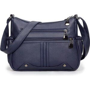 Women Soft PU Leather Shoulder Handbag Multi Pocket Crossbody Bag Ladies Medium